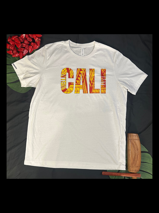 Cali Hella Bay Tribal Design White Tee