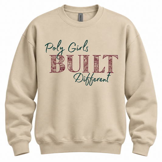 Poly Girls Built Different Adult Crewneck